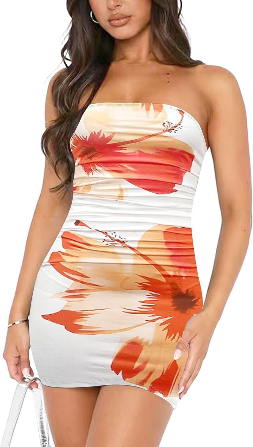 Caroline – Printed Pleated Tube Dress