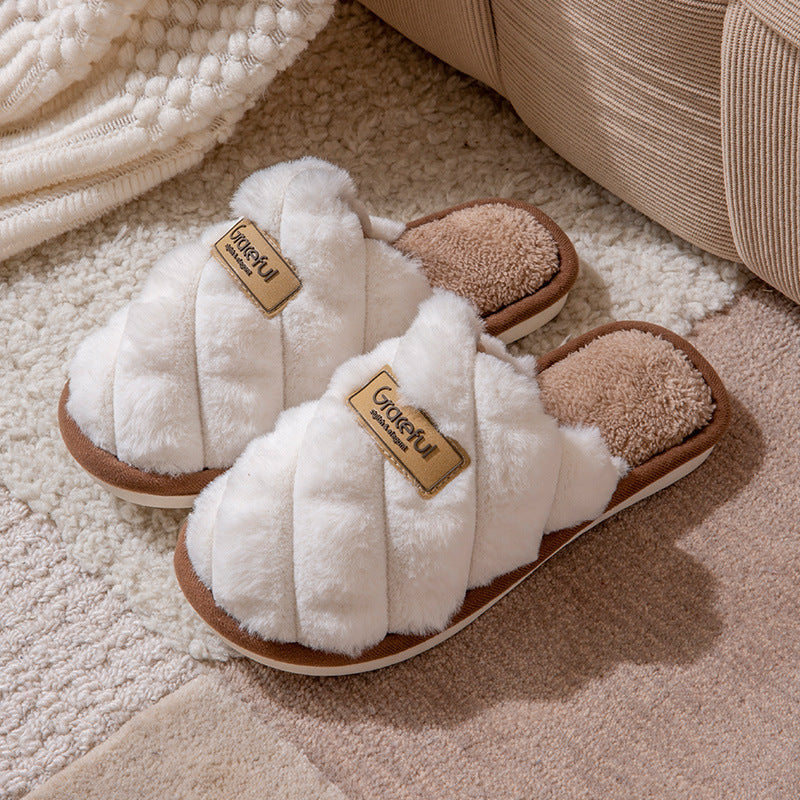 Nicole – Simple Non-slip Vegan Wool Plush Slippers