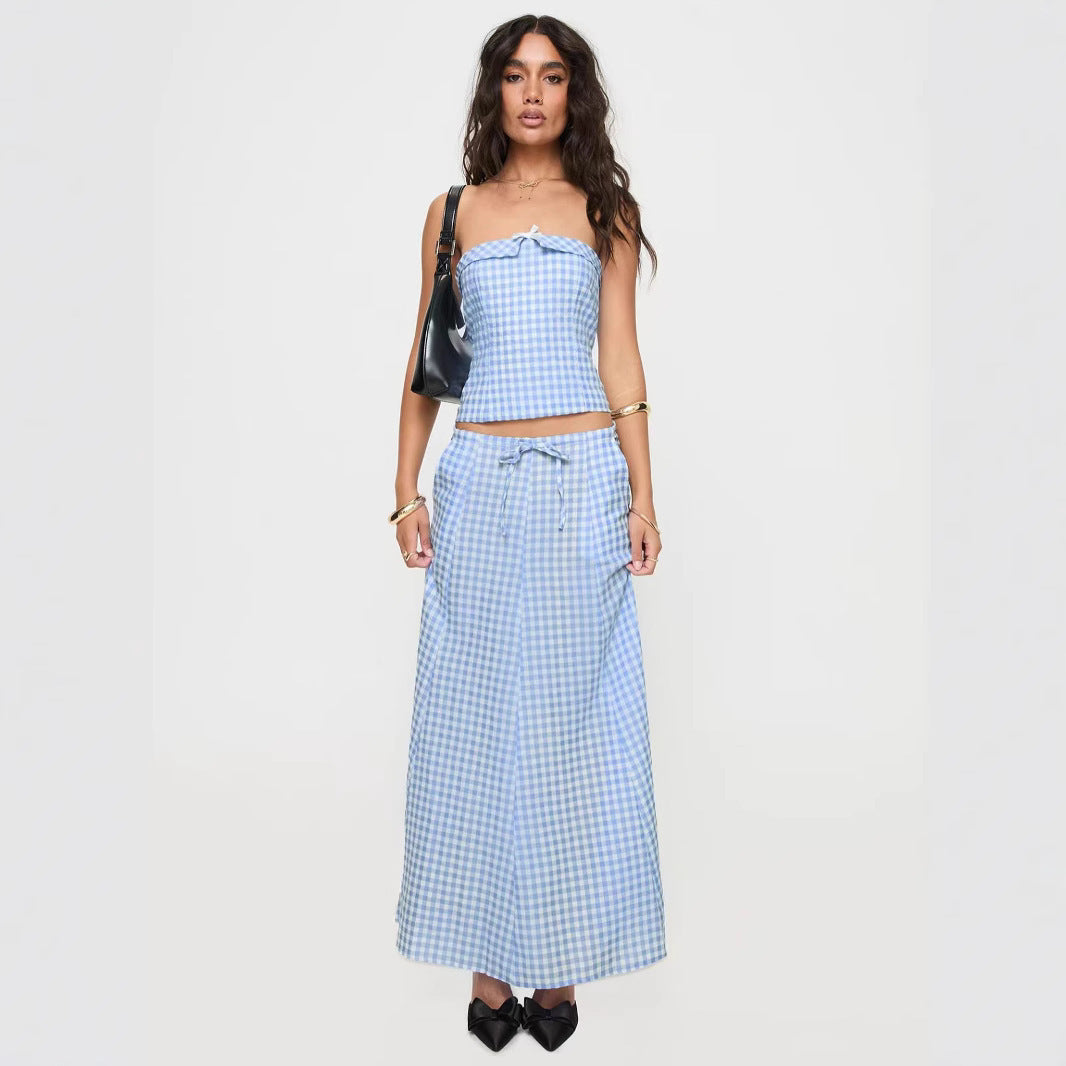 Holly – Backless Plaid Suit