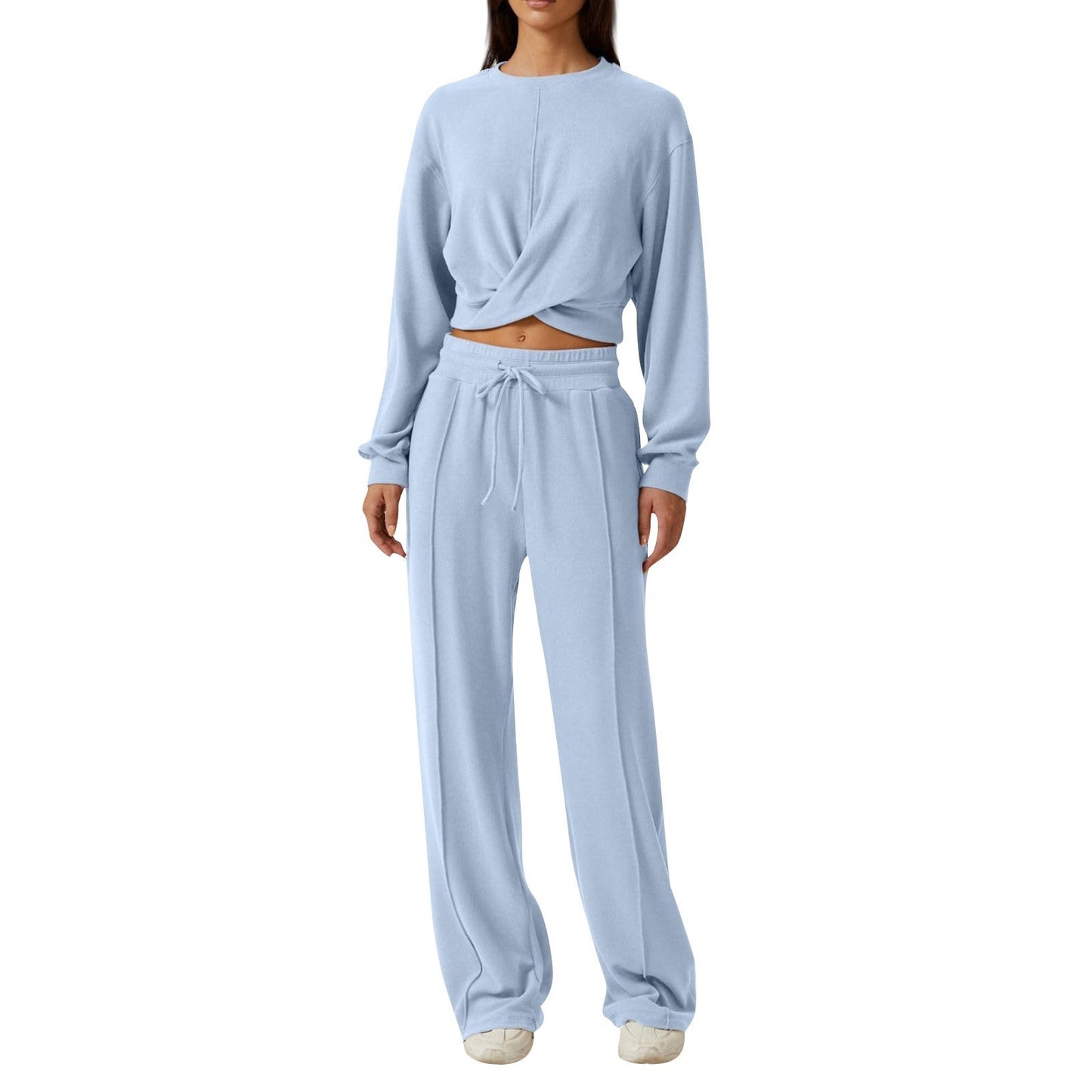 Melanie – Casual Wide-Leg Sweatpants with Front Fold Sweatshirt