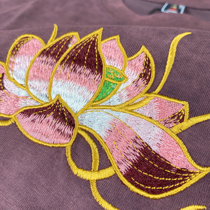 Tanya – Tie-dyed Lotus Embroidered Short Sleeve