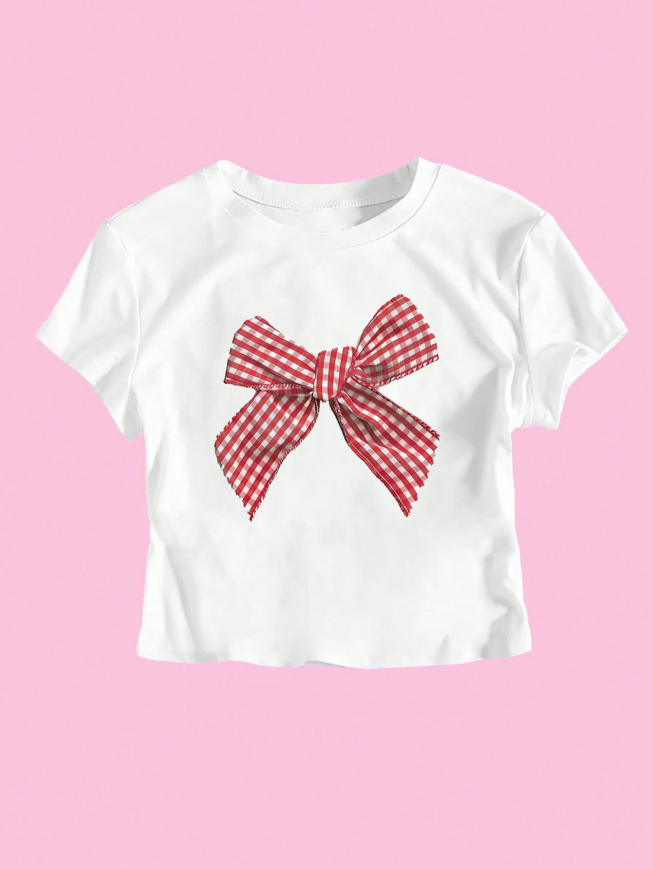 Catherine – Casual Short Top with Bow Print