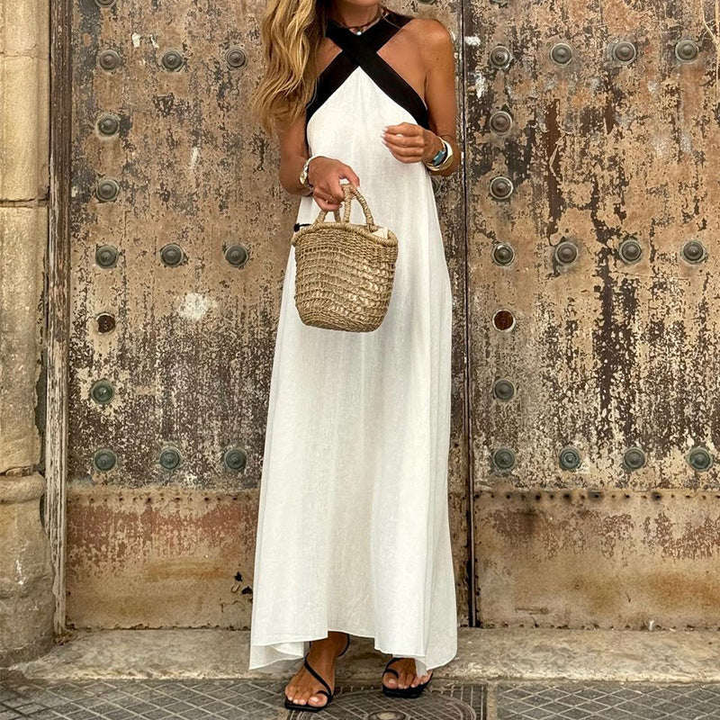 Emily – Halter Sleeveless Cotton and Linen Dress