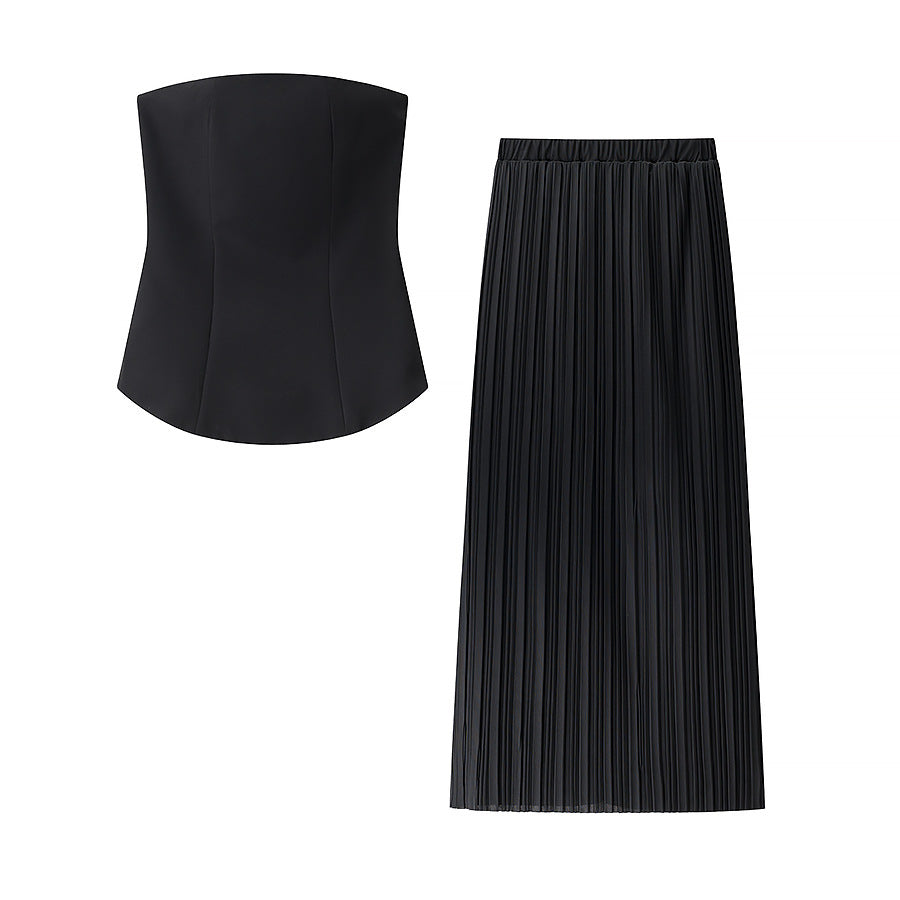Christina – Sleeveless Tube Top Pleated Dress