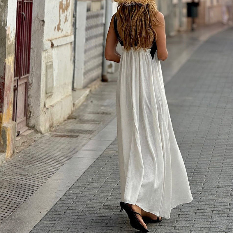 Emily – Halter Sleeveless Cotton and Linen Dress