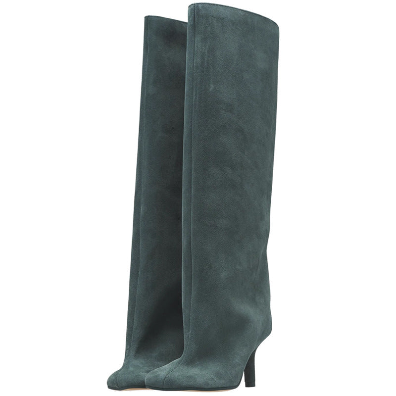 Andrea – Vegan Leather High-Heel Boots with Square Toe