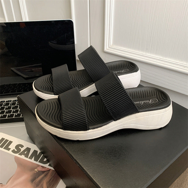 Emma – Thick-Soled Double-Strap Color-Block Slippers