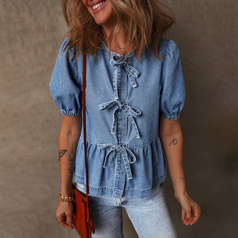 Matthew – Trendy Bow Bandage Shirt