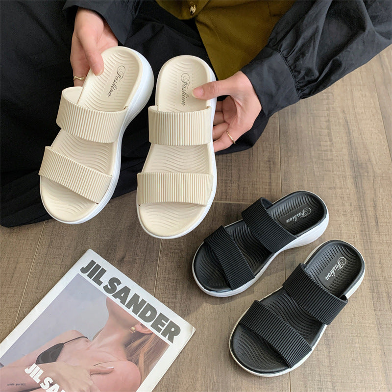 Emma – Thick-Soled Double-Strap Color-Block Slippers