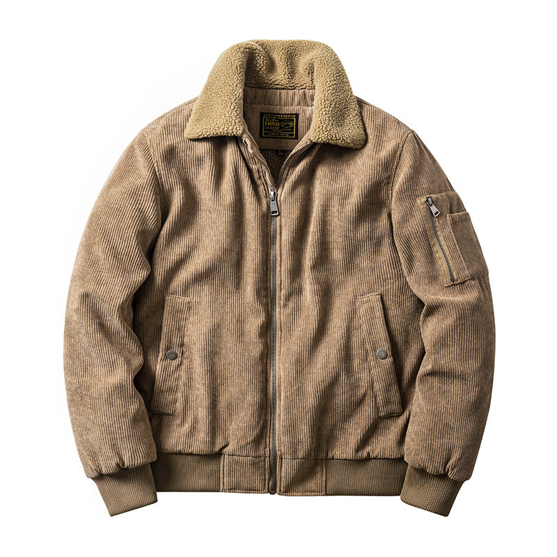 Doug – Men's Corduroy Cotton Coat with Fur Collar