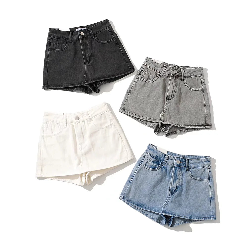 Karen – High Waist Short Denim Skirt