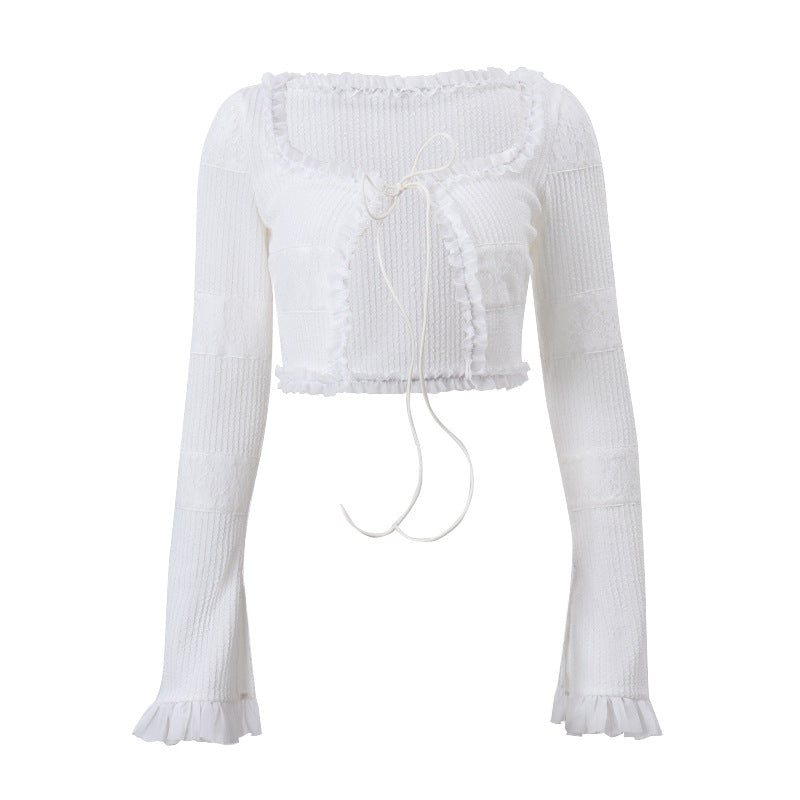 Clara – Fashionable Knitted Ruffled Shorts Suit