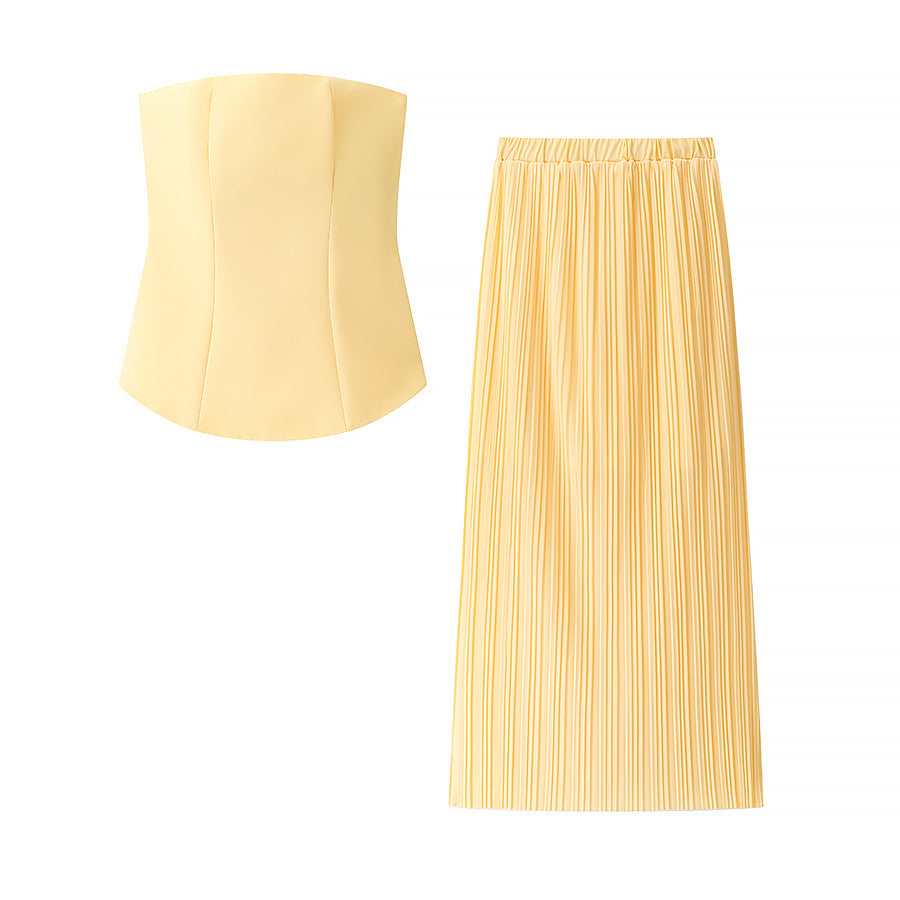 Christina – Sleeveless Tube Top Pleated Dress