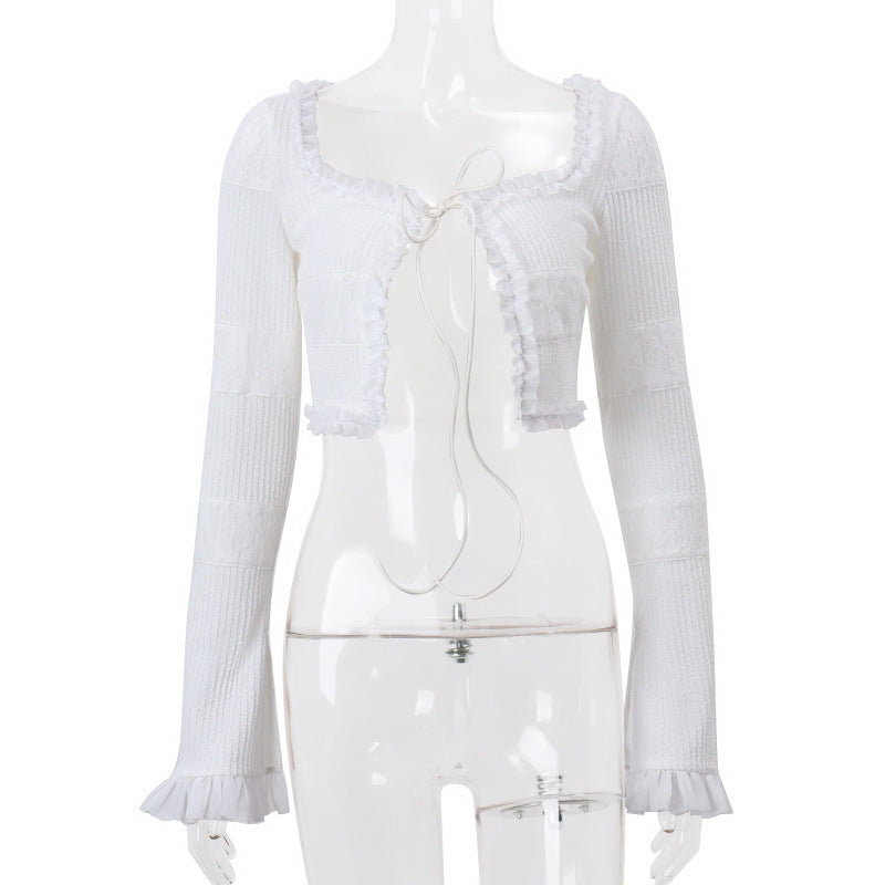 Clara – Fashionable Knitted Ruffled Shorts Suit