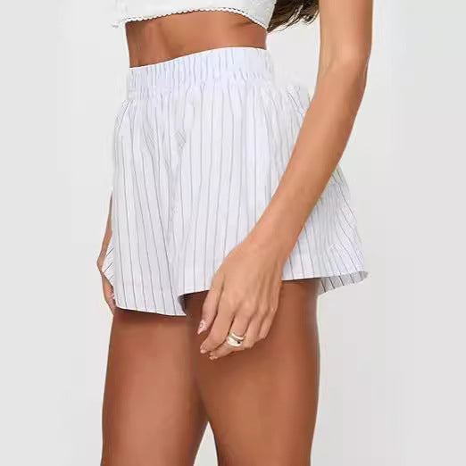Patricia – Loose Striped Shorts with Pockets