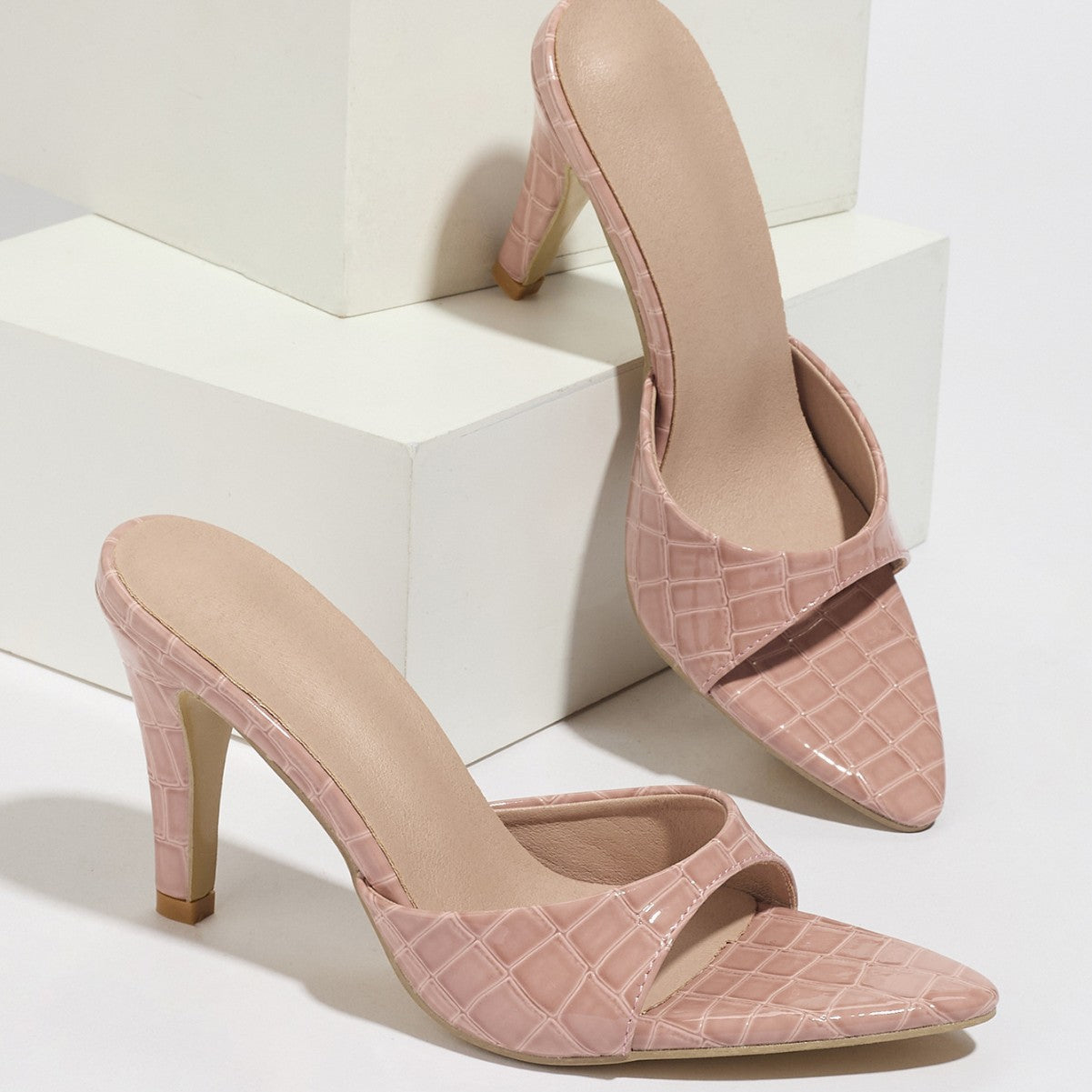 Rachel – Pointed Toe Open Stiletto Heel Slippers