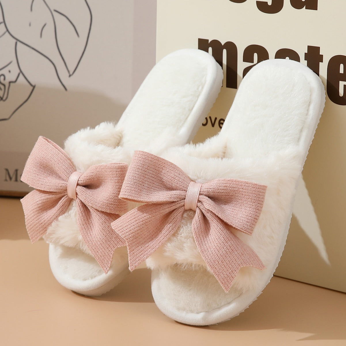 Janet – Cute Bow Non-Slip Winter Slippers