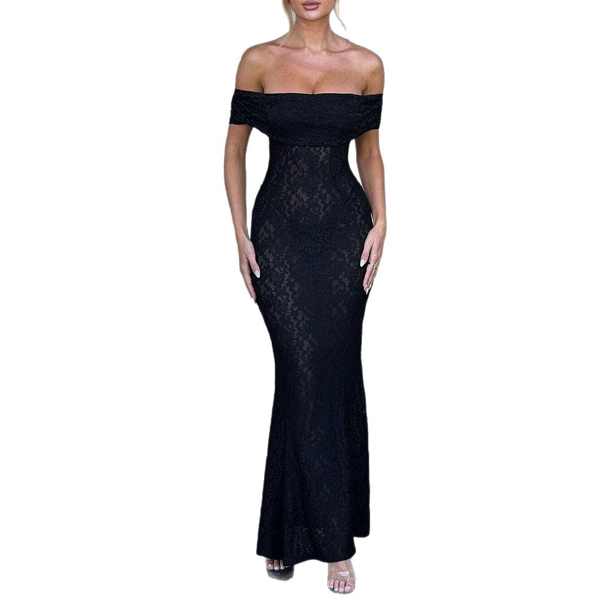 Sandra – See-through Hollow-out Tube Top Fishtail Dress