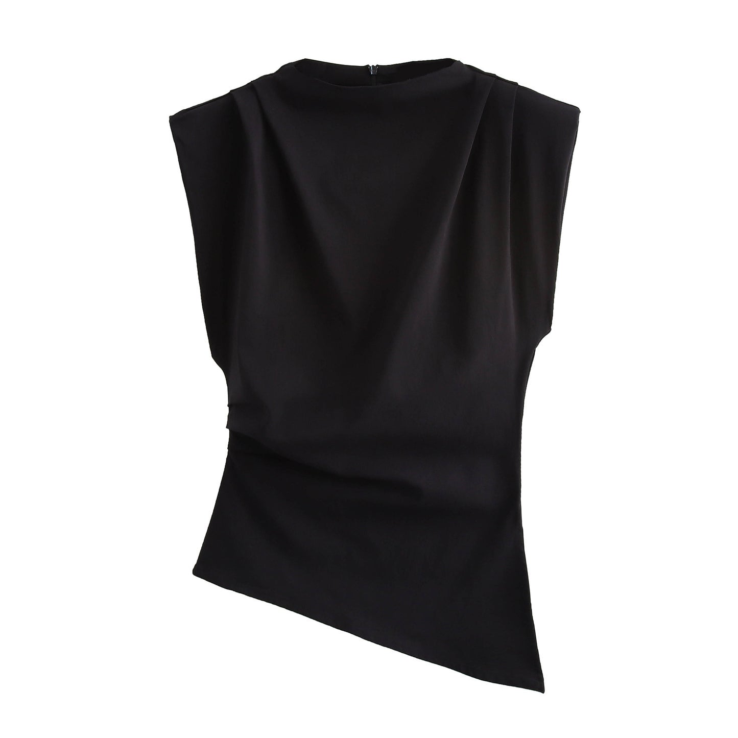 Vanessa – Retro Pleated Padded Shoulder Top