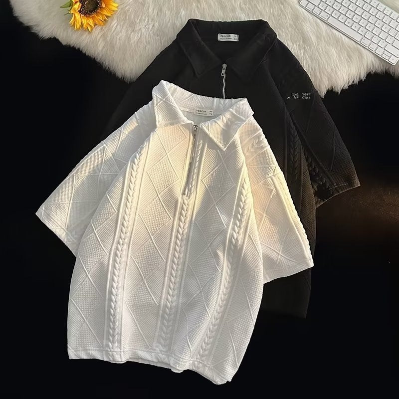 Duncan – Casual Waffle Polo T-Shirt and Shorts Set