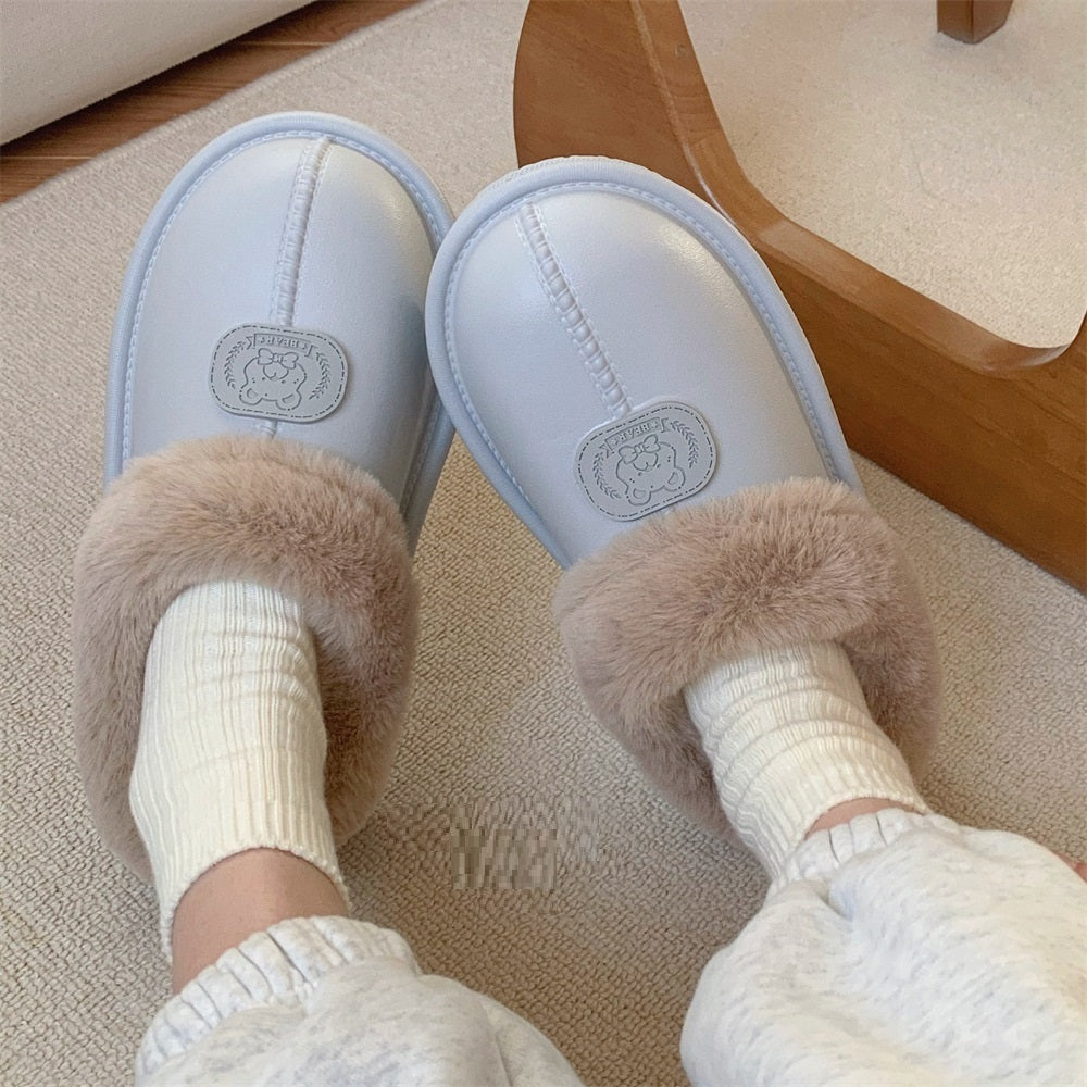 Mary – Fleece-Lined Waterproof Cotton Slippers