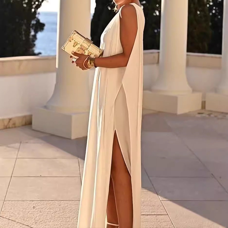 Jacqueline – Women's Elegant Off-shoulder Vegan Satin Dress