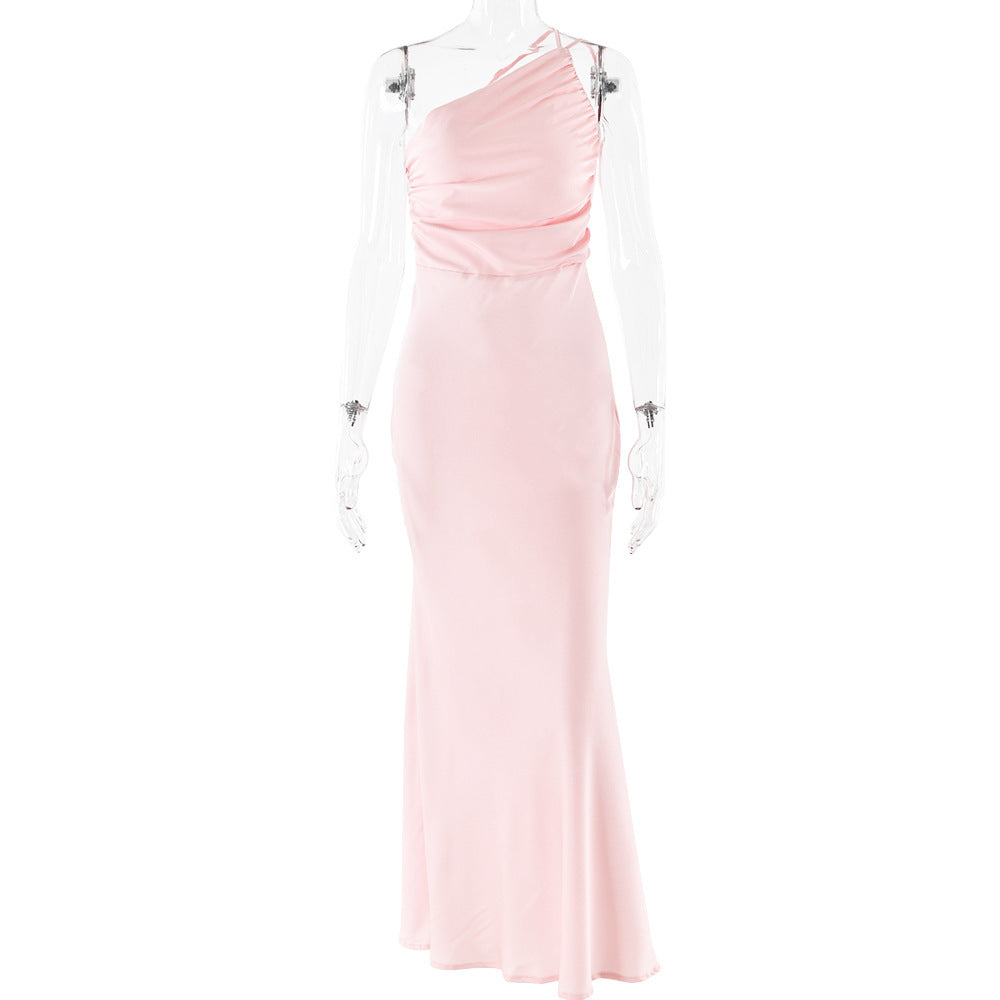 Rose – One-Shoulder Pleated Backless Dress