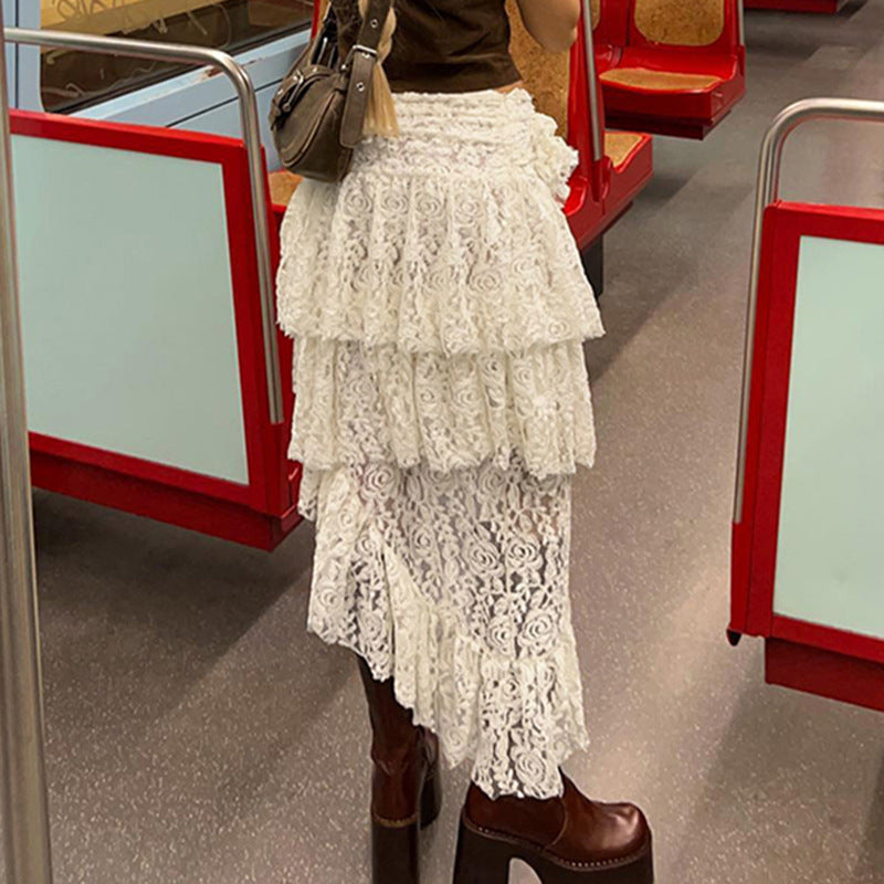 Shirley – Bohemian Lace Asymmetric Short Skirt