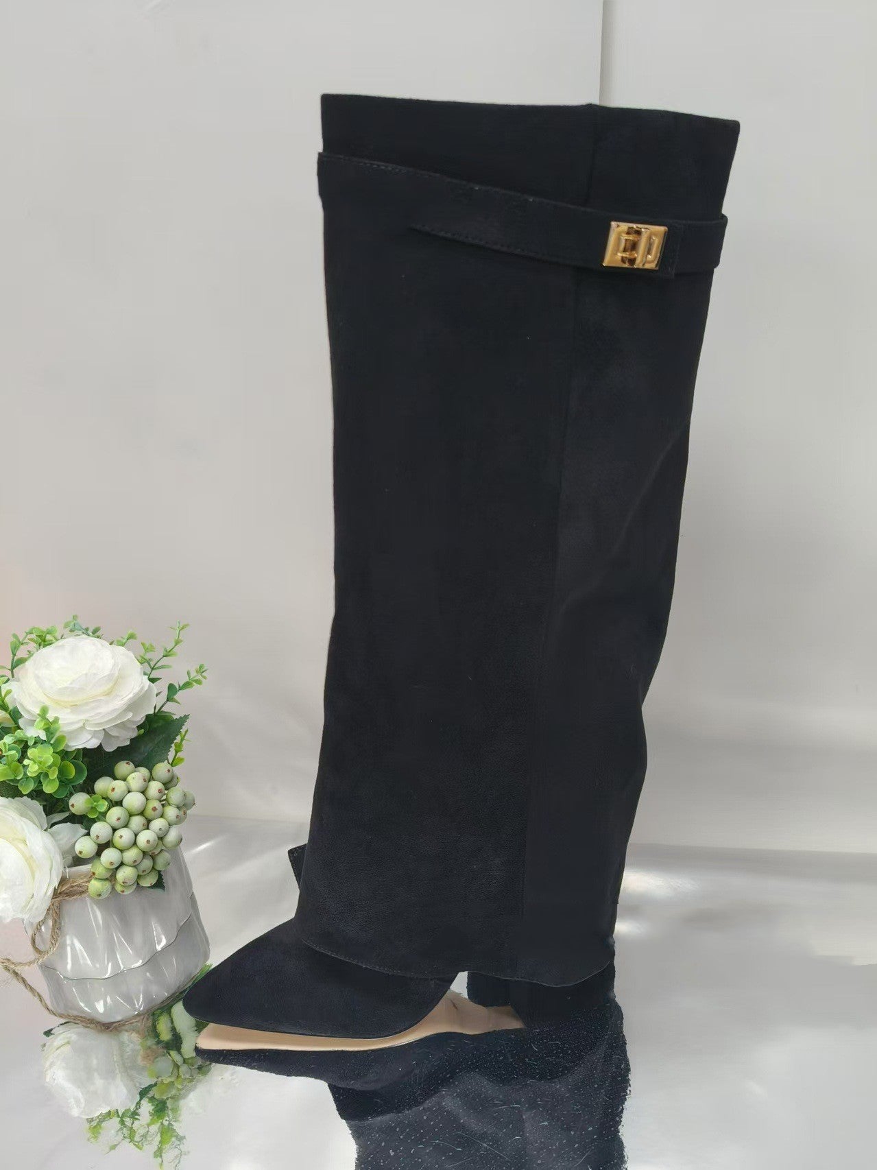 Emily – Mid-Calf Knight Boots with Vegan Leather