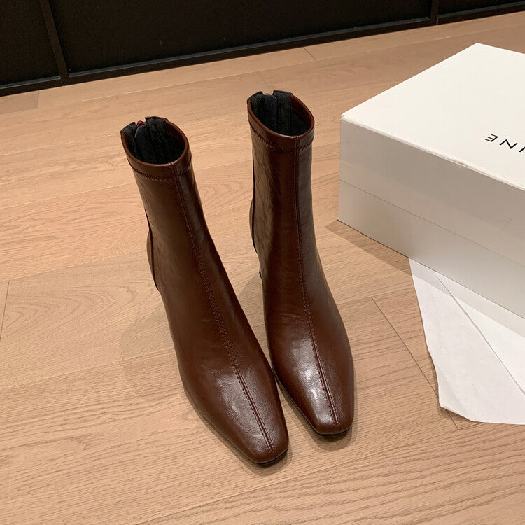 Julia – French Style Vegan Leather High Heel Boots