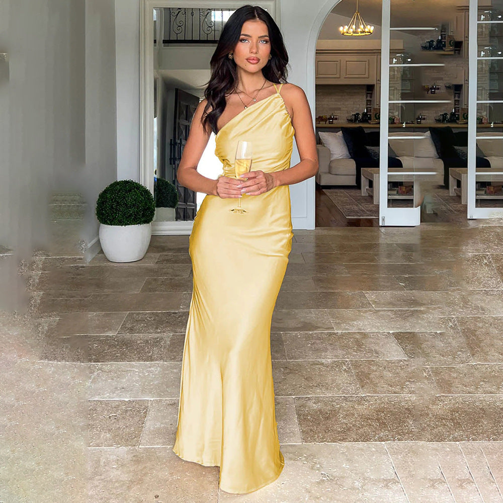 Rose – One-Shoulder Pleated Backless Dress