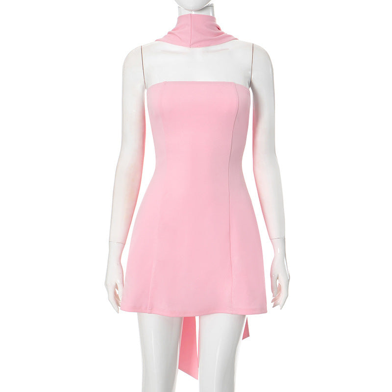 Lydia – Women's Halter Ribbon Tube-Top High Waist Dress