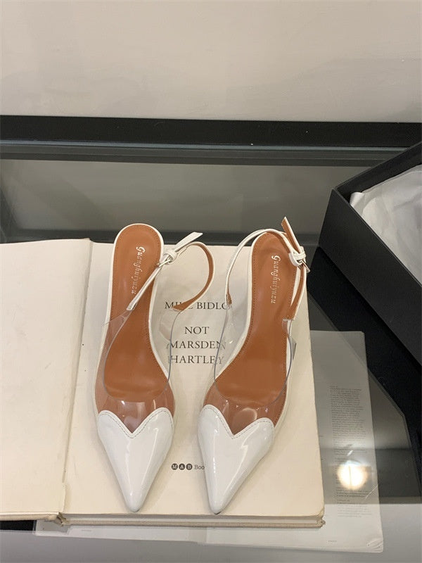 Mary – Pointed Transparent High Heels with Buckle