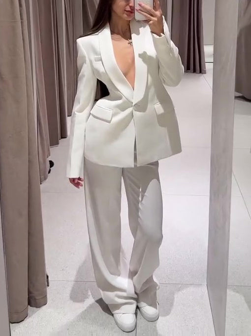 Tara – Elegant Women's Suit Jacket & High Waist Pants Set