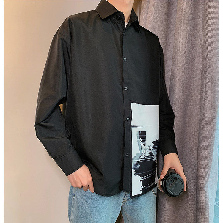 Colin – Casual Loose Shirt with Printed Loop Patch
