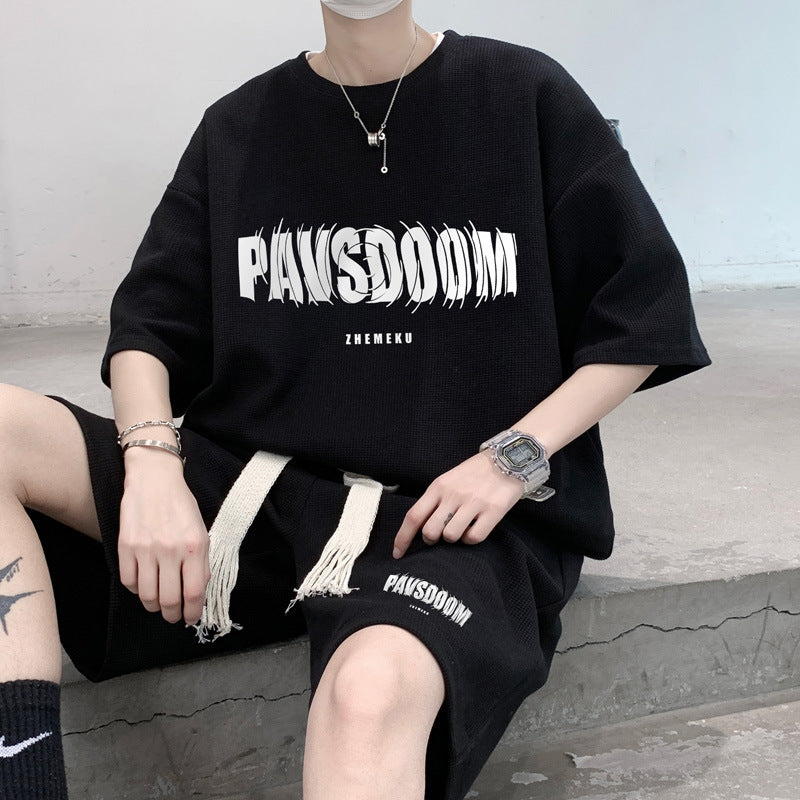 Anthony – Men's Waffle T-shirt with Casual Sports Shorts