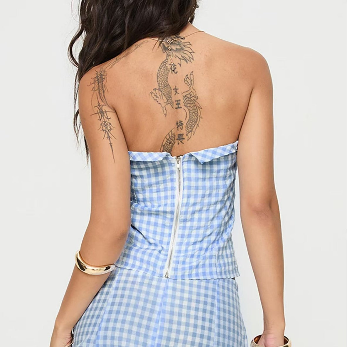 Holly – Backless Plaid Suit