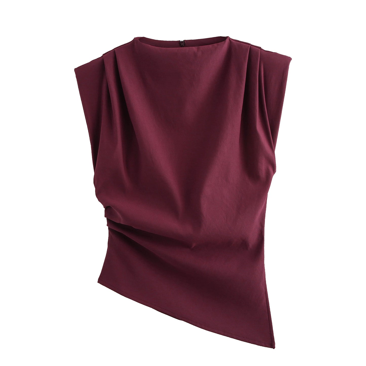 Vanessa – Retro Pleated Padded Shoulder Top