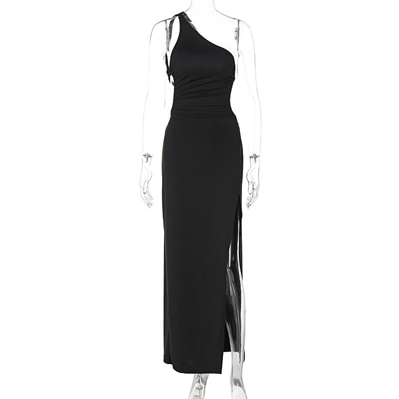 Donna – Lace-up Backless Slit Maxi Dress