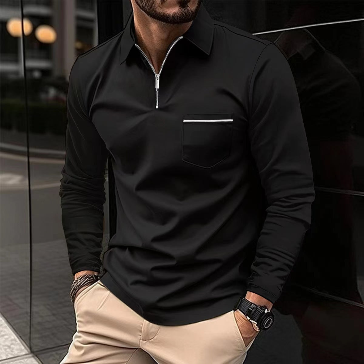Raymond – Long-Sleeved Sports Polo Shirt