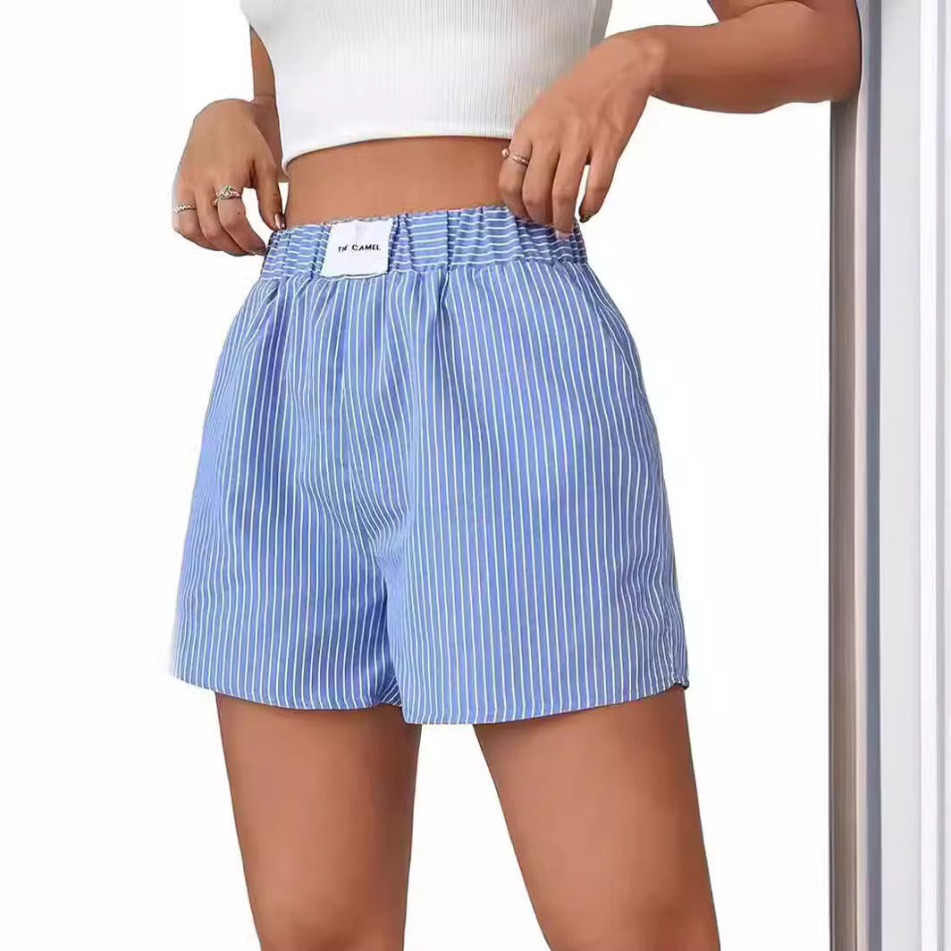 Charlotte – Women's Striped Loose Shorts with Pocket