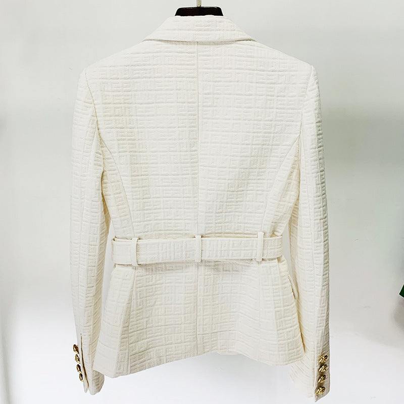 Karen – Women's Double Breasted Slim Fit Blazer with Labyrinth Graphic
