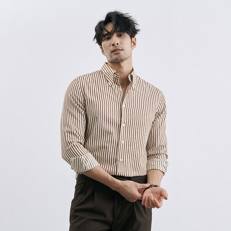 Thomas – Men's Trendy Vegan Leather Striped Cardigan