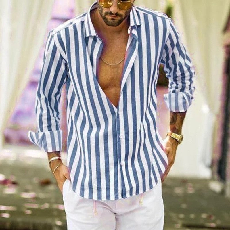 Steven – Striped Polo Collar Shirt