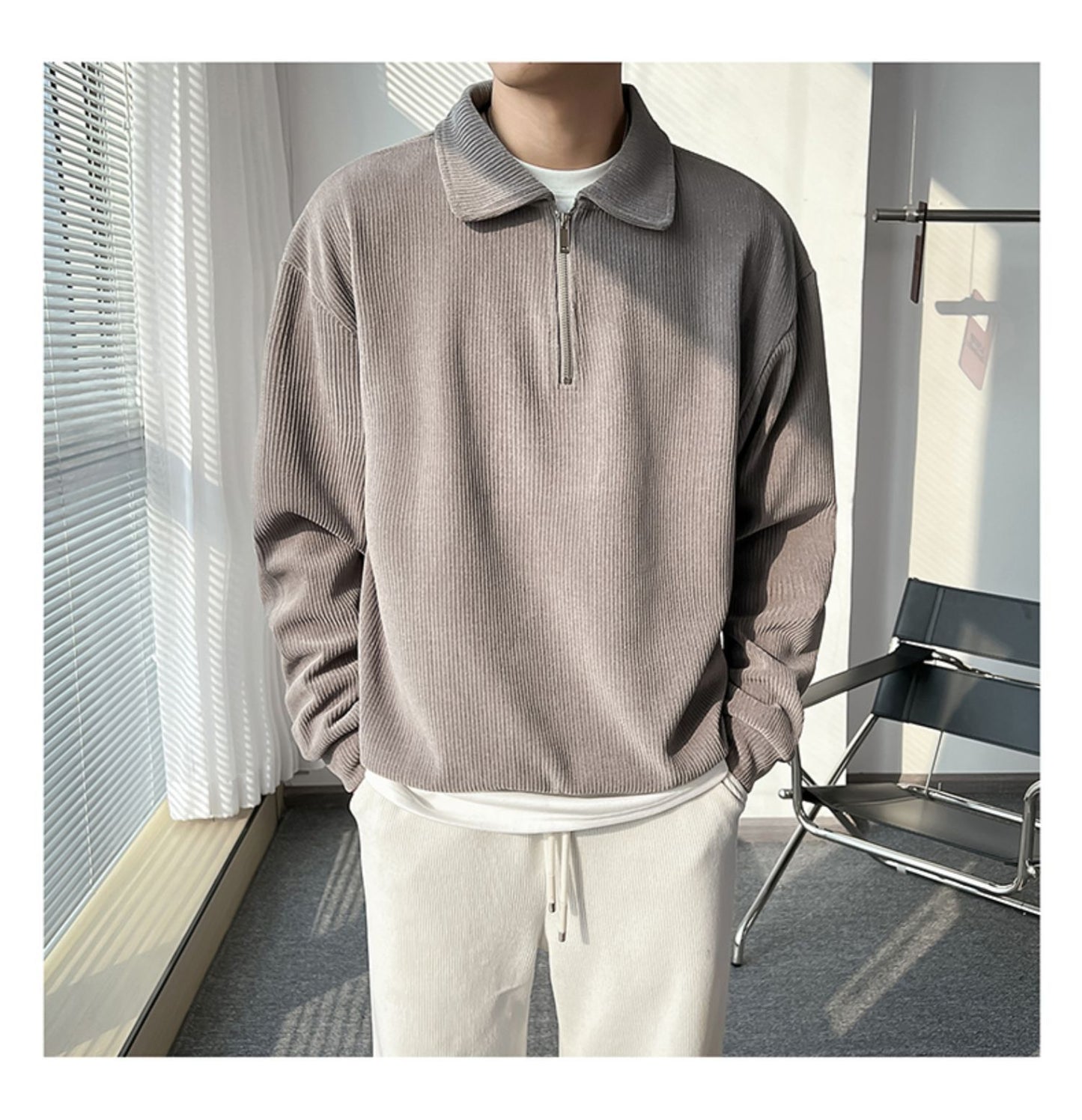 Victor – Men's Striped Polo Collar Sweater