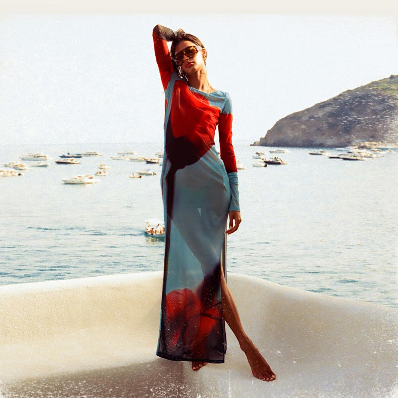 Patricia – 3D Floral Print Slim Fit Dress