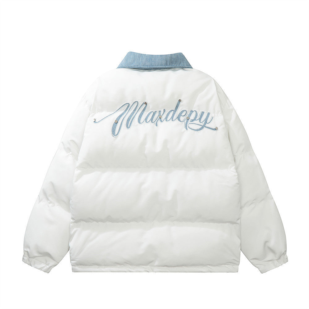 Aaron – Letter Patch Color-Block Cotton-Padded Jacket