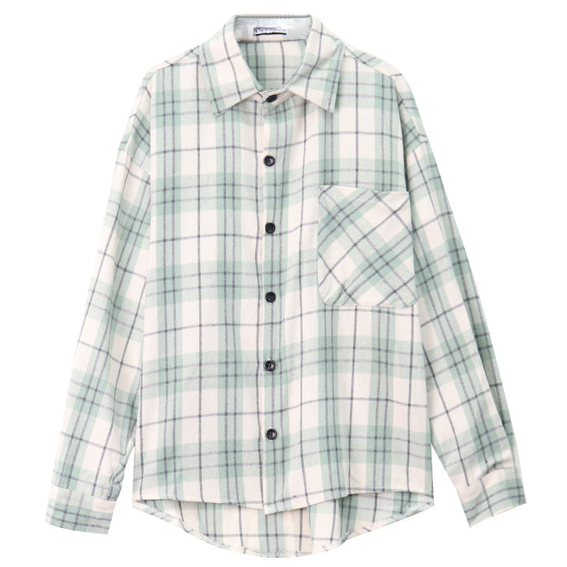 Harriet – Loose Plaid Polo Collar Shirt