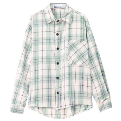 Harriet – Loose Plaid Polo Collar Shirt