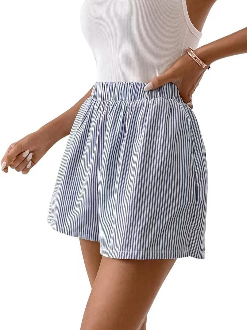 Charlotte – Women's Striped Loose Shorts with Pocket